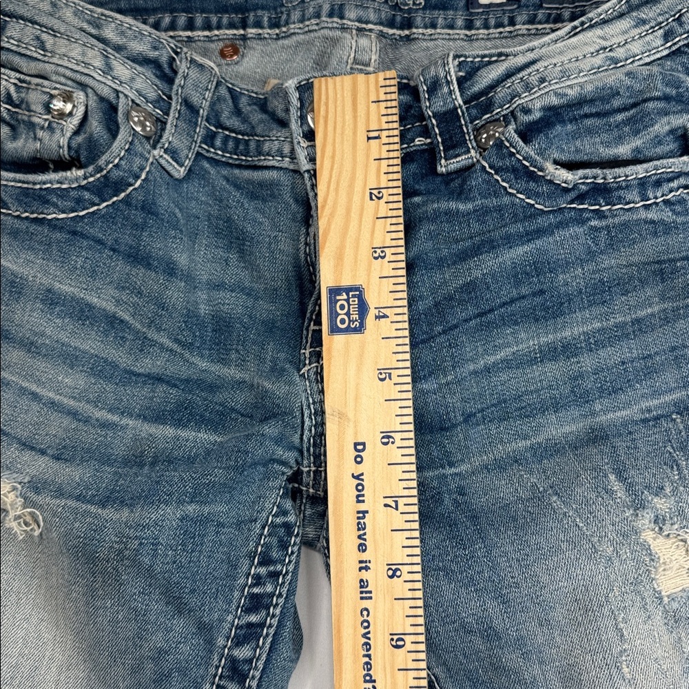 Miss Me size 28 jeans JE8412BL signature bootcut distressed sparkly rhinestones - Picture 3 of 10